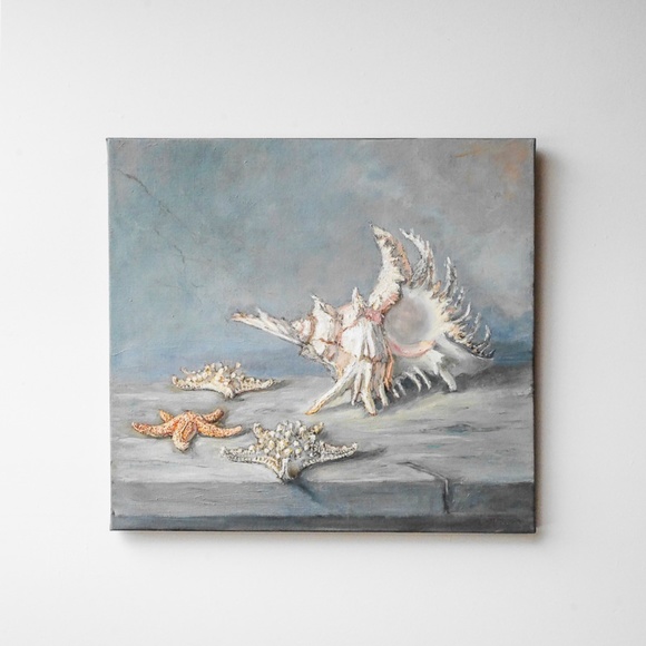 "Murex and sea stars" 24"x26. oil painting on canvas, - Picture 2 of 4